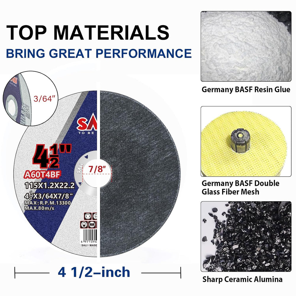 SALI 100 Pieces Cutting Disc Cut Off Wheel 4 1/2x 3/64 x 7/8" Cutting Wh...