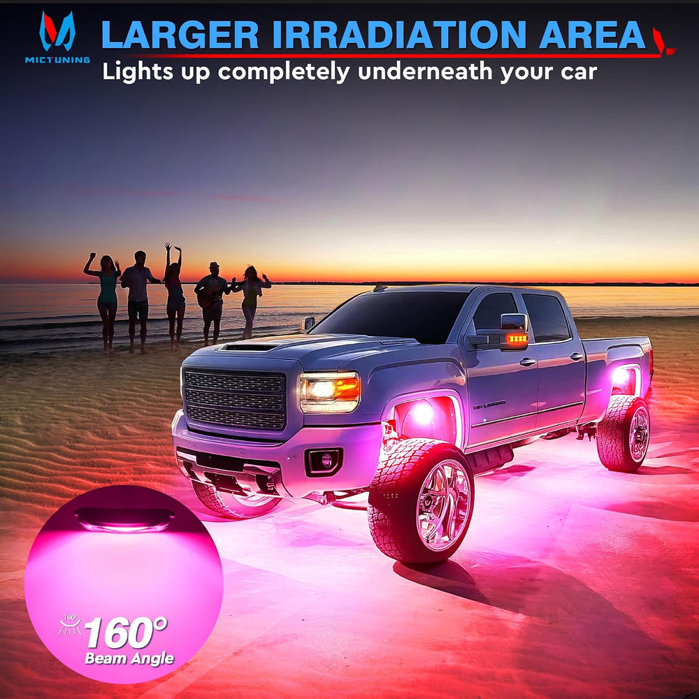 MICTUNING C2 Curved RGBW LED Rock Lights - 12 Pods Underglow Multicolor Neon ...