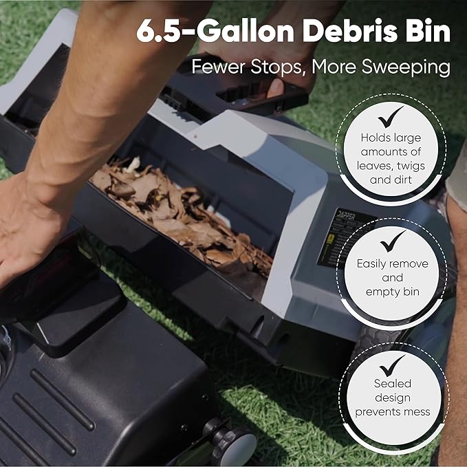 Battery Powered Artificial Grass & Hard Surface Sweeper, 6.5-Gal Bin,