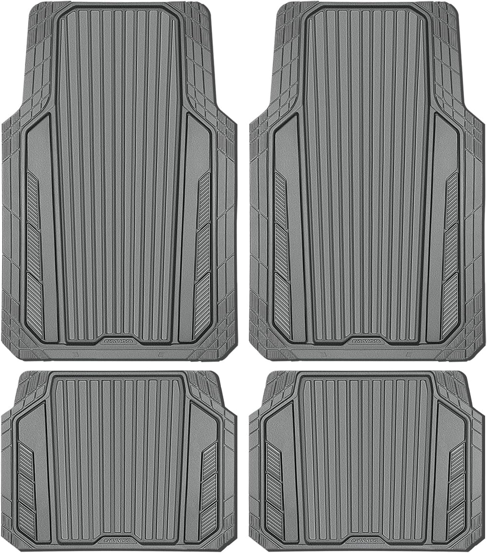 CAR PASS Heavy Duty Sporty Rubber Car Mats, Deep Dish All Weather Car Floor (...