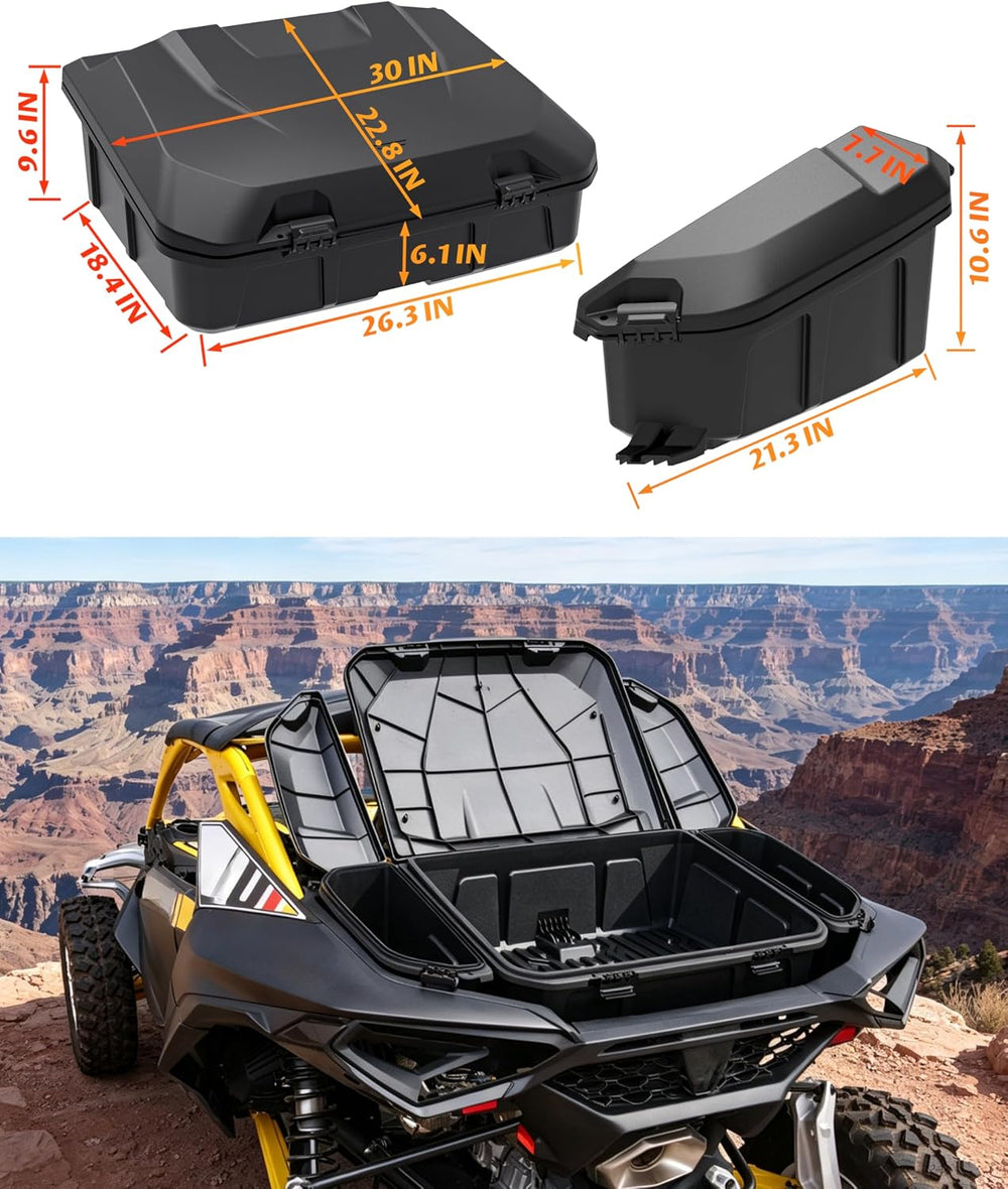 96L Rear Cargo Box & 13.5L Side Storage Boxes for Can Am Maverick R MAX X...