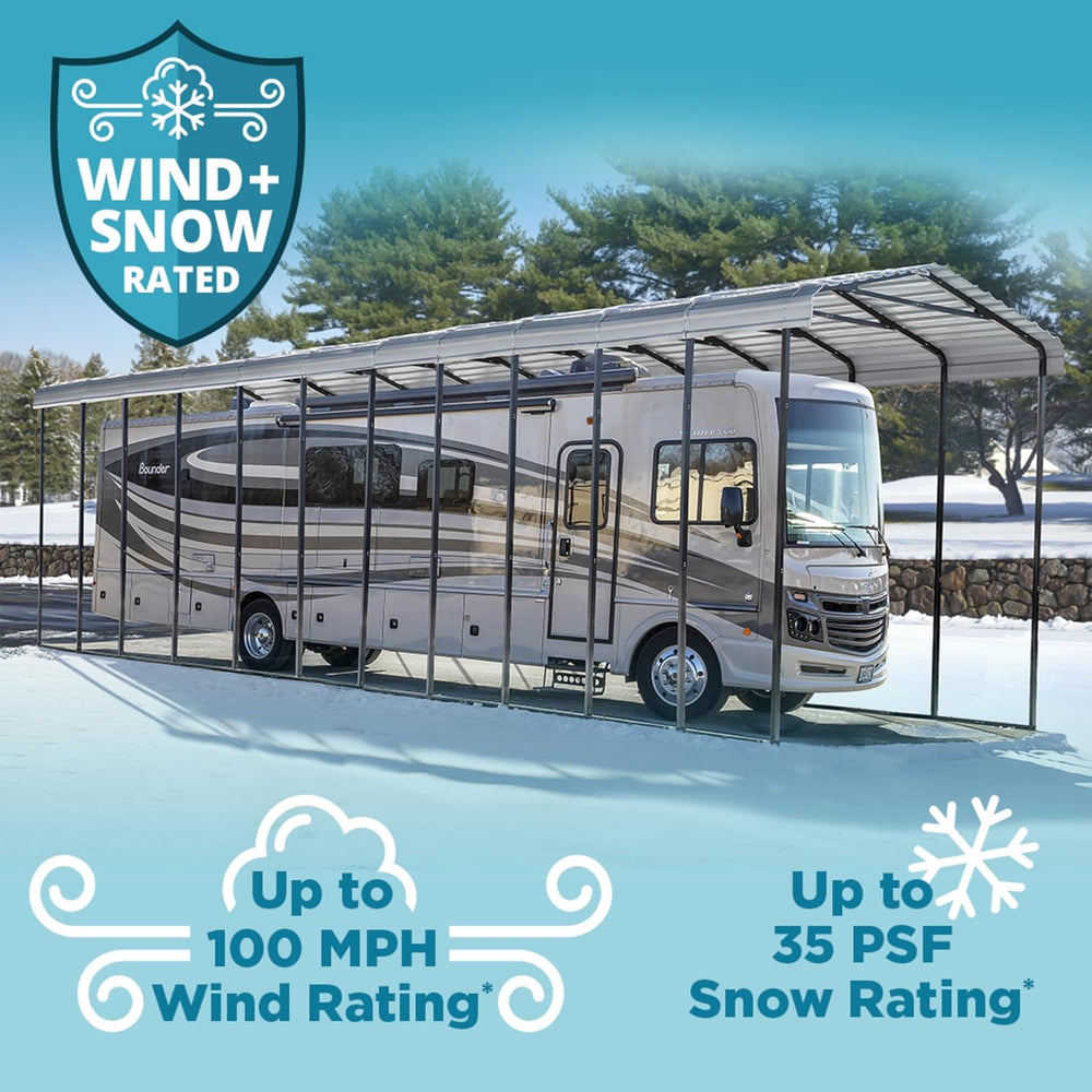 Arrow Carports Galvanized Steel Carport, RV Metal Carport Kit, 14' x 42&#...