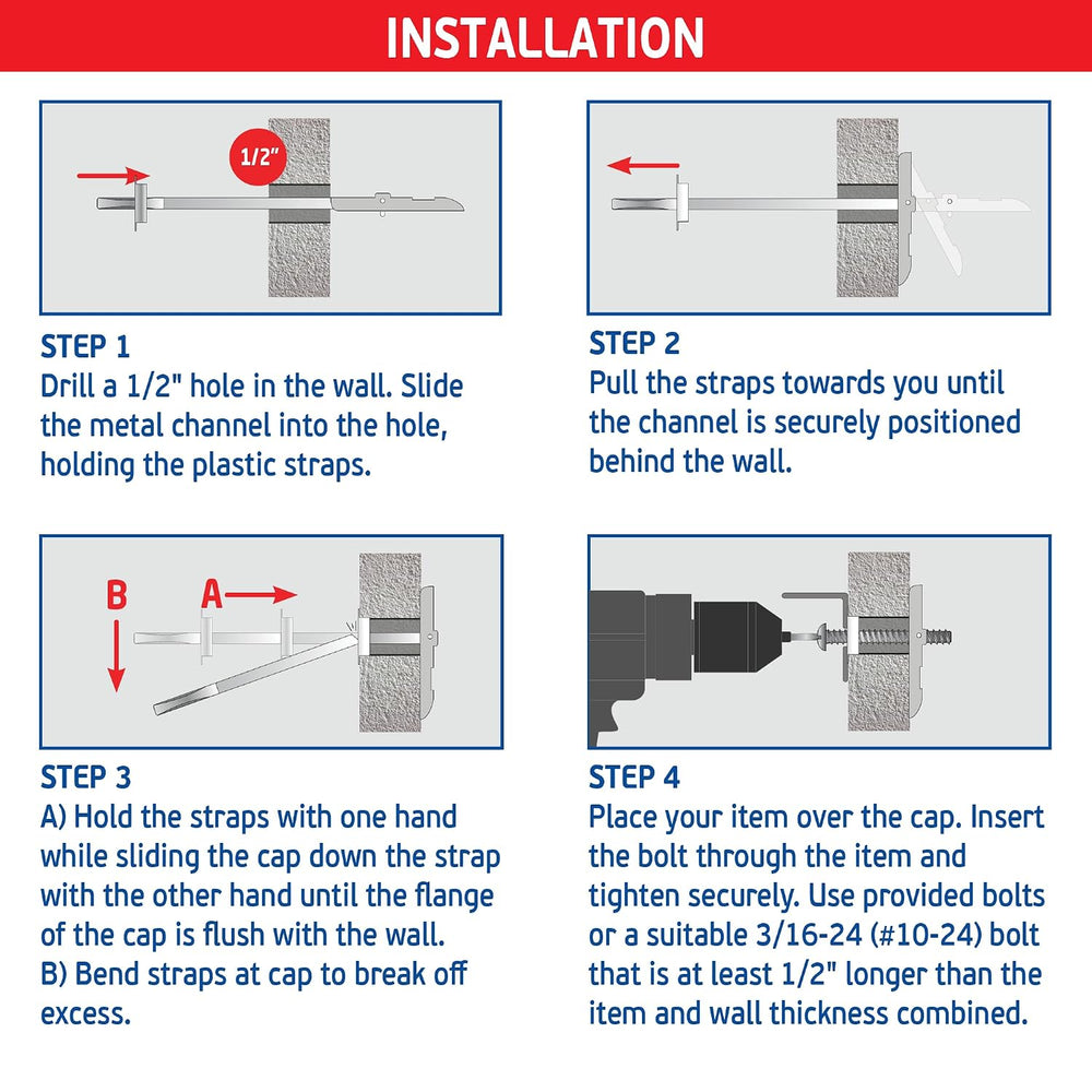 3/16" Heavy Duty Toggle Bolts Strap Drywall Anchors, Wall Anchors for Dr...