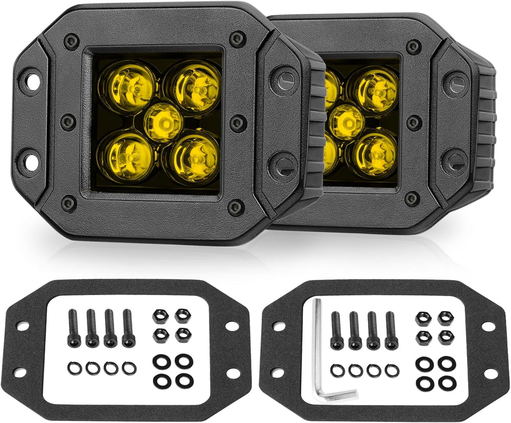 Flush Mount LED Pods Amber, Niwaker 2Pcs 5'' 100W CREE LED Work Light...