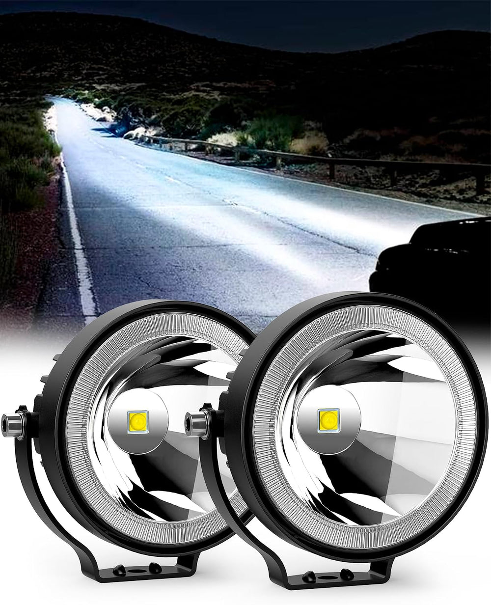 NAOEVO 4 Inch Round LED Pod Lights, 60W 6000LM LED Spot Off Road/Driving/Fog