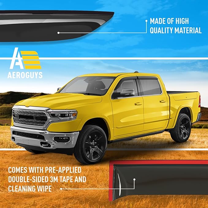 Extra Durable Window Deflectors Tape-On Window Visors Rain Guards Fit (4pcs)