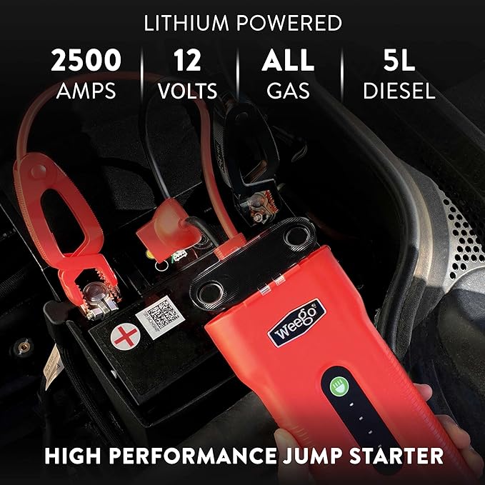 Weego N70 12V Portable Jump Starter, 2500 Peak Amp / 700 Cranking Amp, Patented