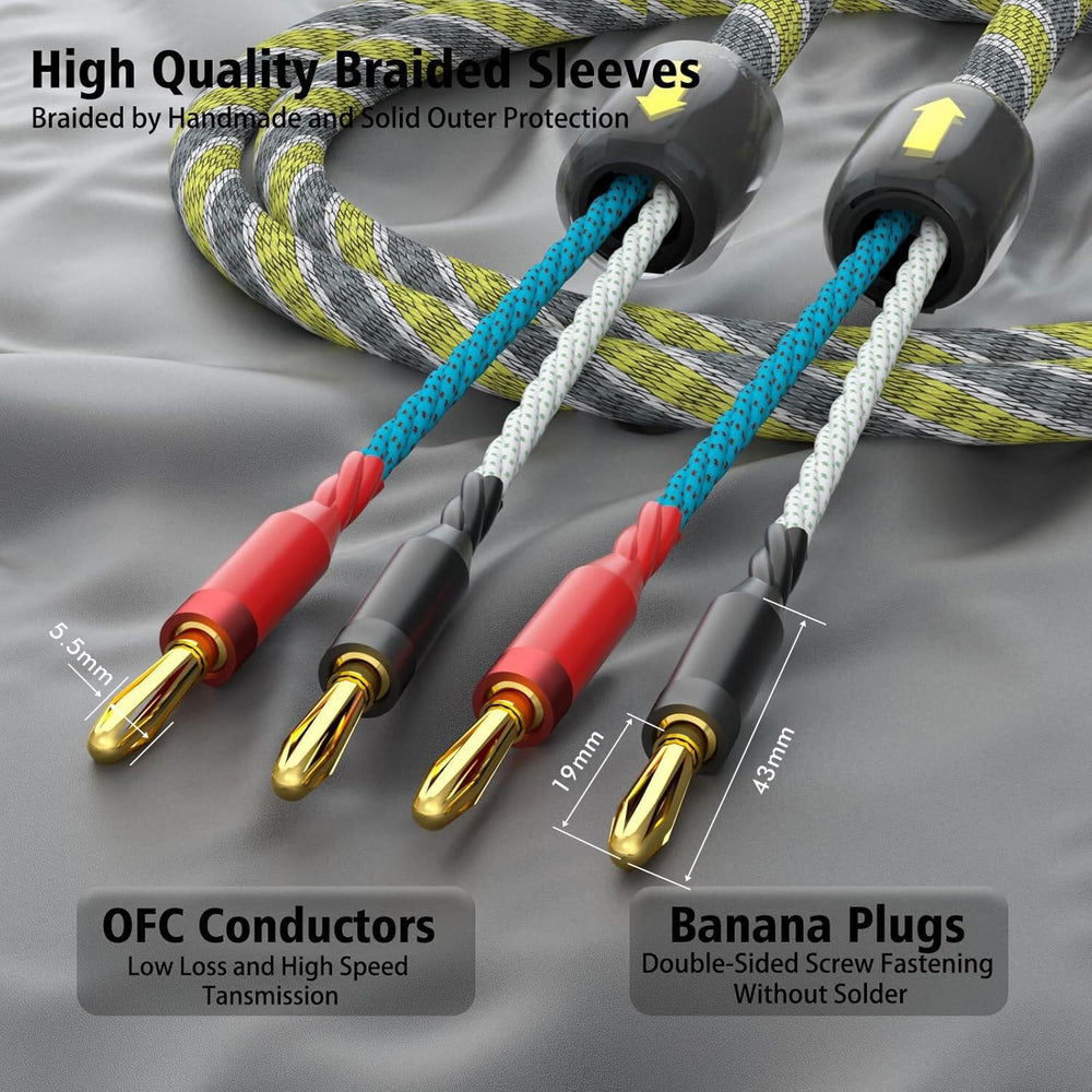 9AWG Speaker Wire 2 x 6.3 mm² HiFi Audiophile Speaker Cable 1 Pair(1.5M)