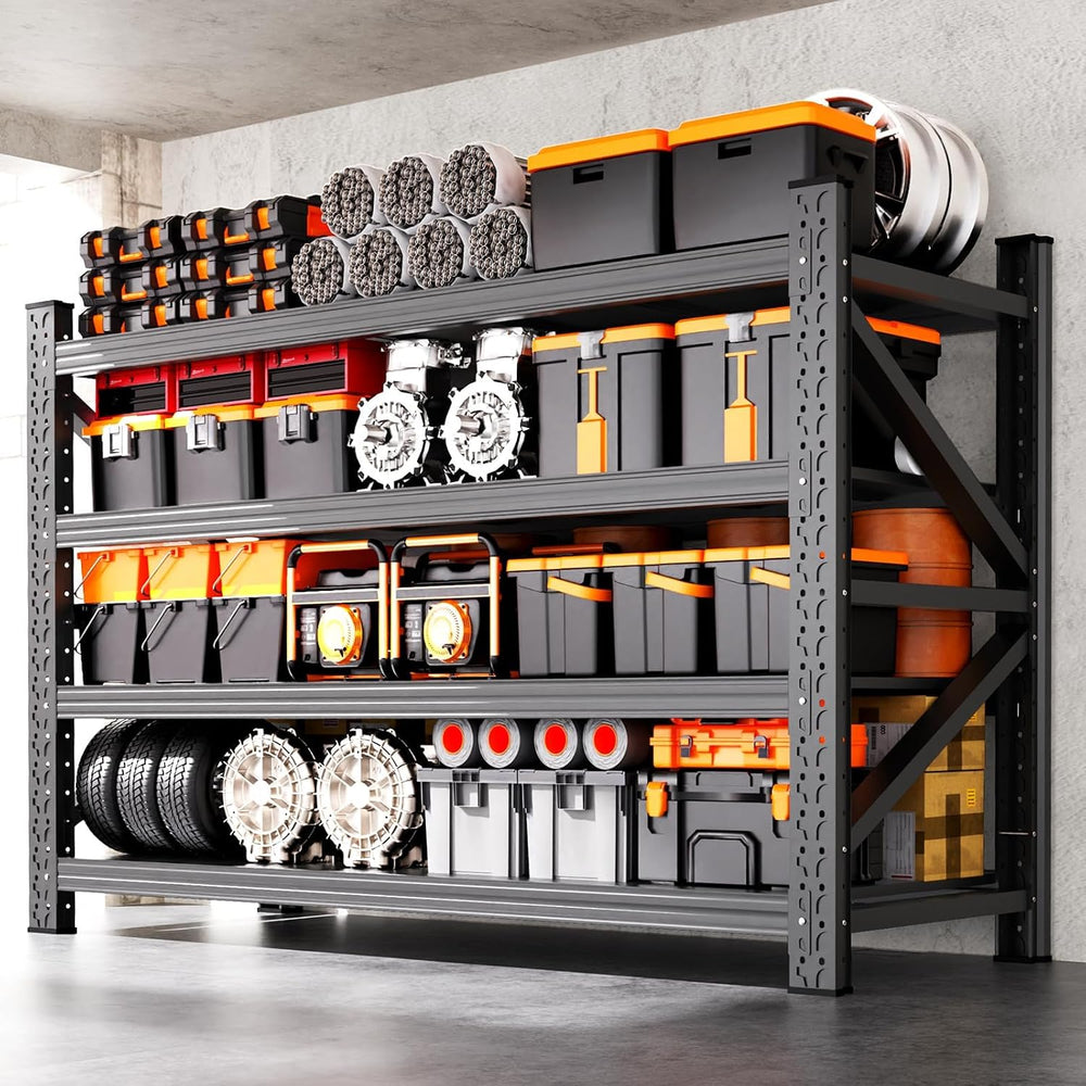 64"H Heavy Duty Storage Shelves, 4T Adjustable Garage Shelving Unit
