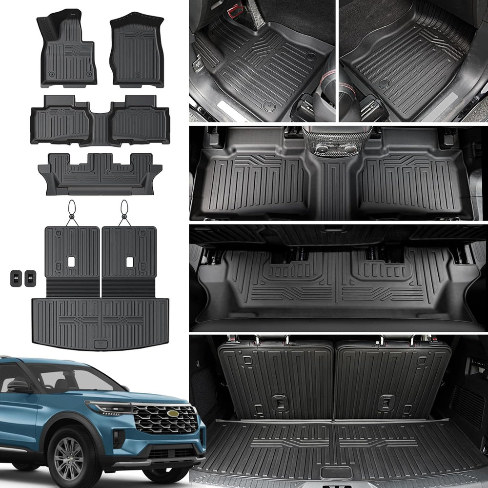 Floor Mats for 2020-2024 2025 Ford Explorer 7 Seats Bench Seat Car Mat