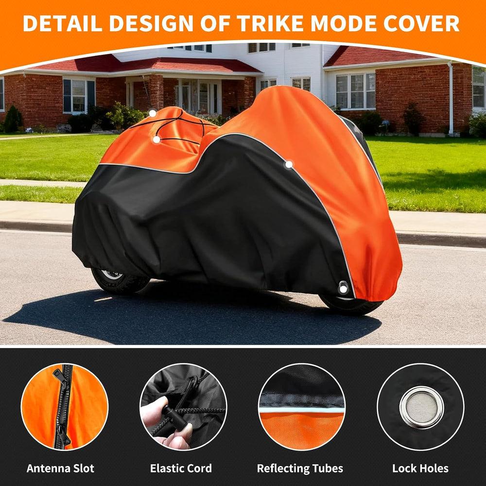 COVERVIN Trike Cover, Waterproof 3 Wheel Motorcycle Cover for Harley Honda Go...