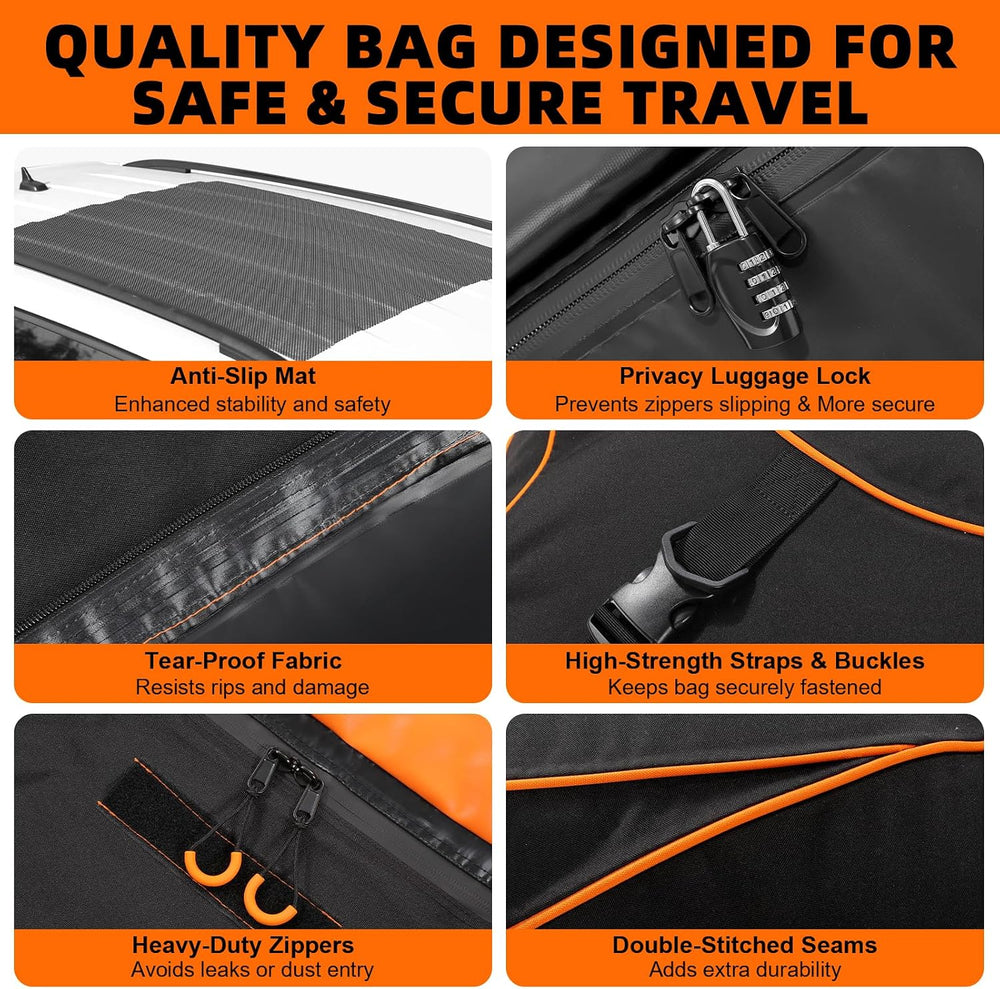 Sailnovo Aerodynamic Rooftop Cargo Carrier Bag, 20 Cubic Feet Waterproof Car ...