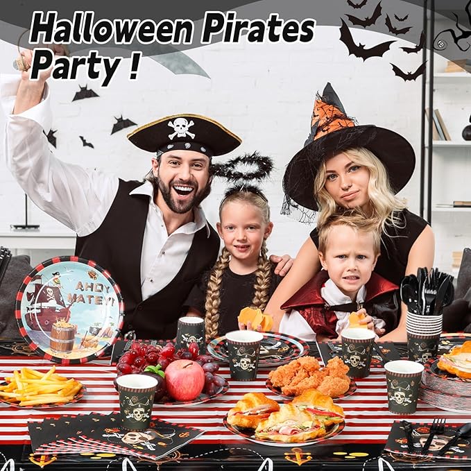 452 Pcs Pirate Party Supplies Decorations for 50 Guests, Pirate Treasure Them...