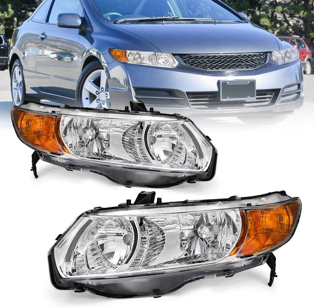 AS Headlight Assembly For 2006 2007 2008 2009 2010 2011 Honda Civic 2-Door He...