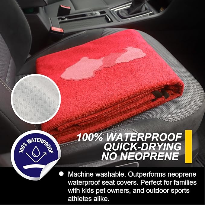 Back Seat Cover for Car Trucks Van SUV, Waterproof Rear Bench Towel Seat Covers
