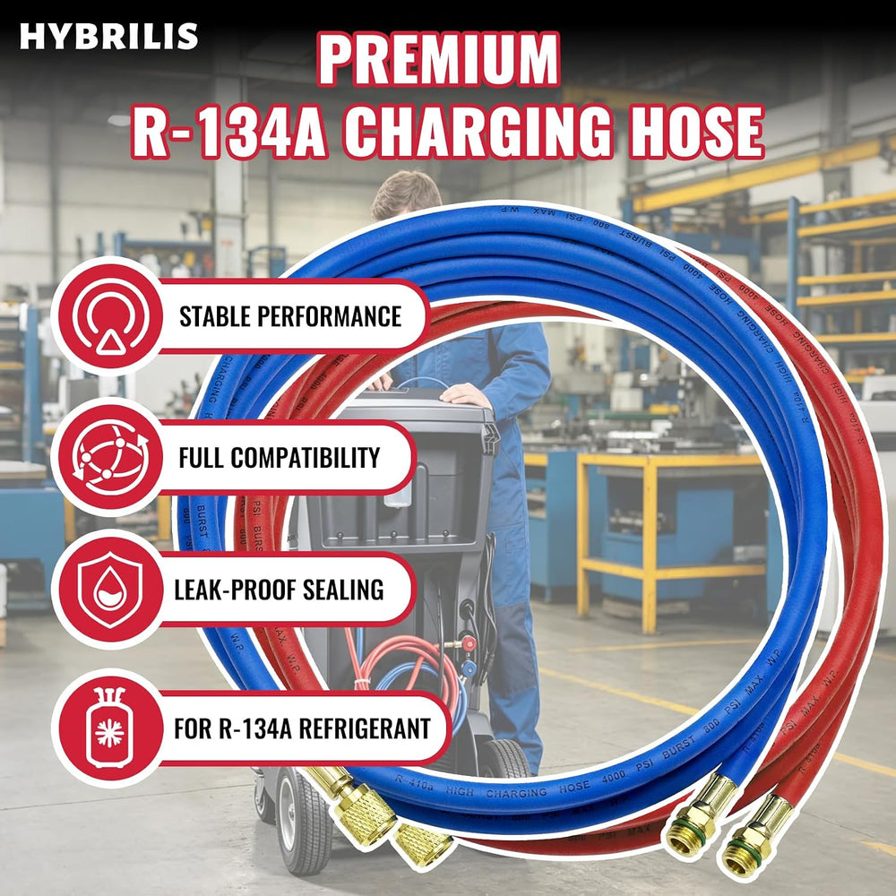 10FT 34722 R-134a Hose Set for Robinair HVAC Hose Red & Blue