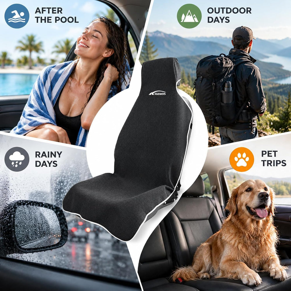 Car Seat Cover Towel for Cars, SUVs, Vans and Trucks, 2 Pack, Black