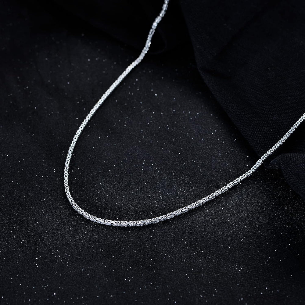 925 Sterling Silver 2.5mm Solid Byzantine Chain Link Necklace for Men Women O...