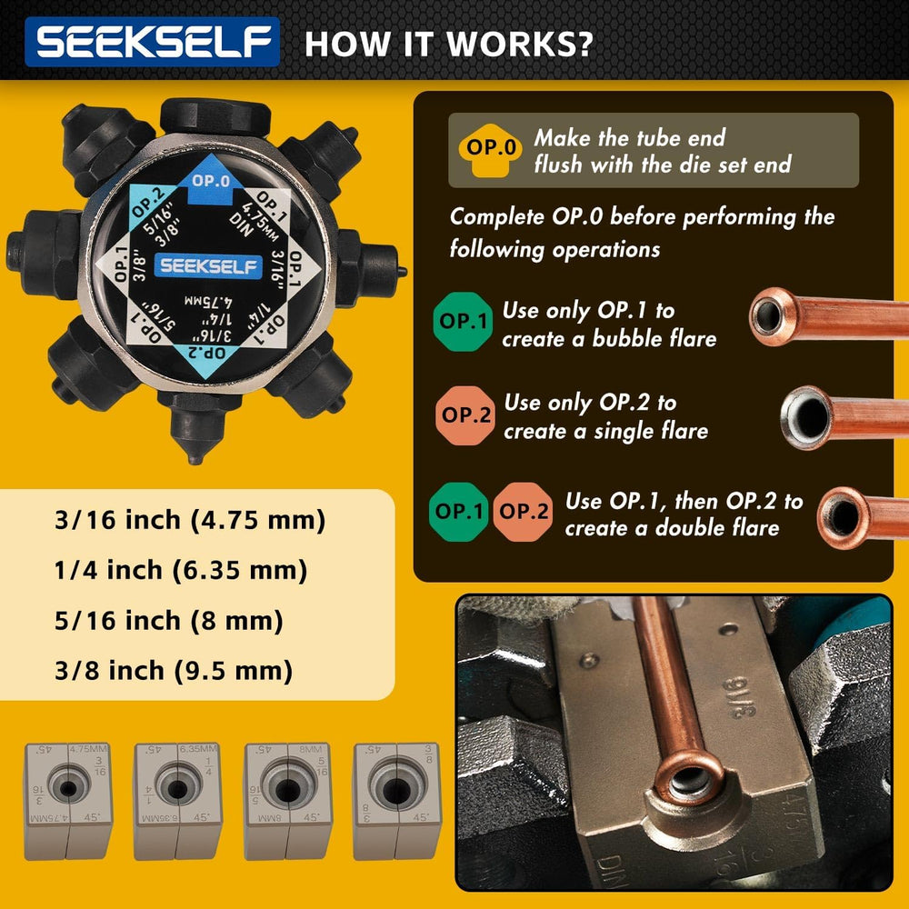 Professional Brake Line Flaring Tool Kit for 45 Degree Single, Double and Bub...