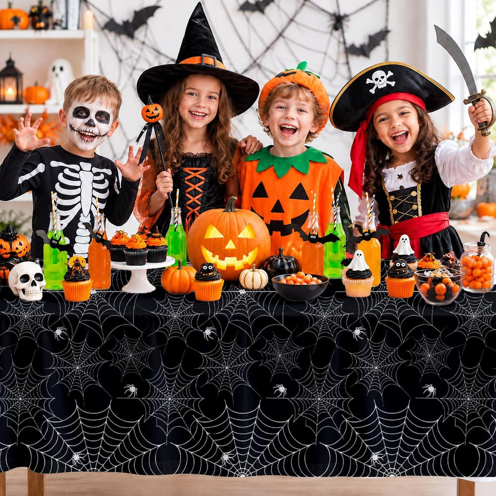 12 Pack Halloween Tablecloth, Spider Web Table Cloth