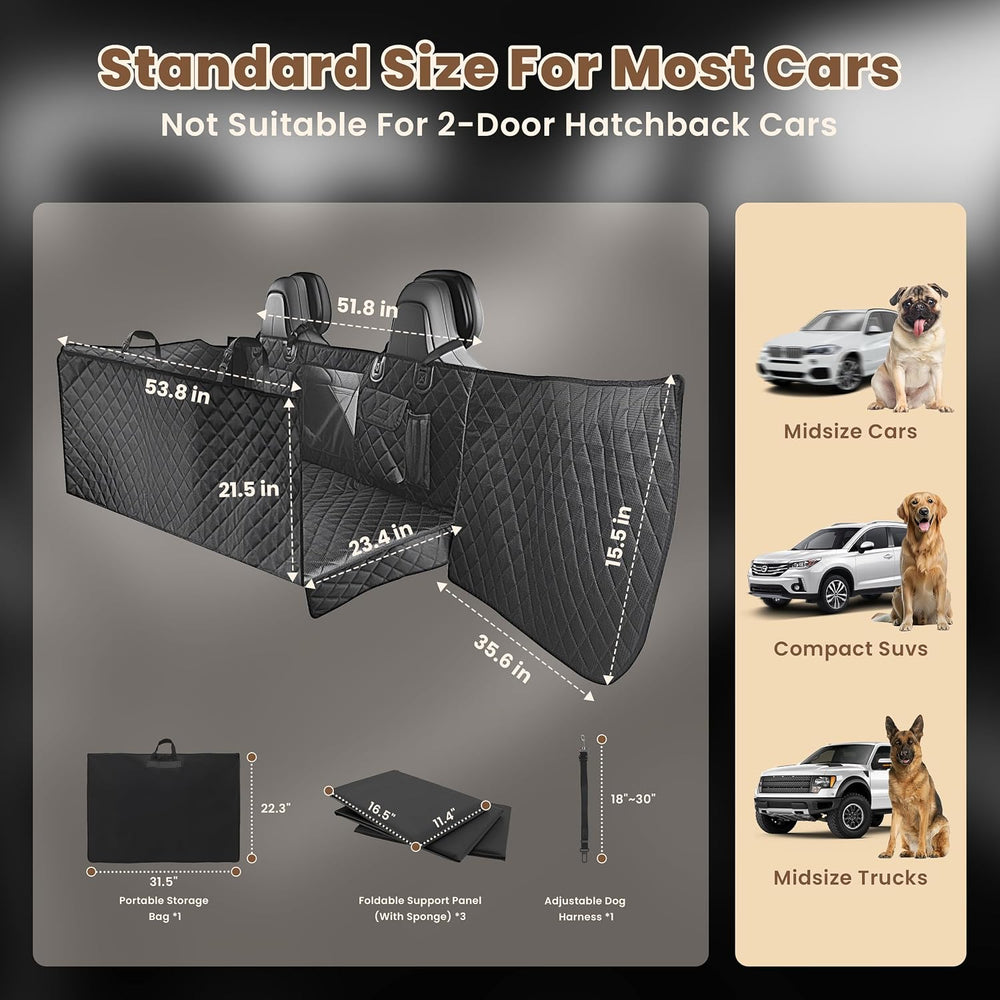Hard Bottom Dog Car Seat Cover for Back Seat with Door Protector