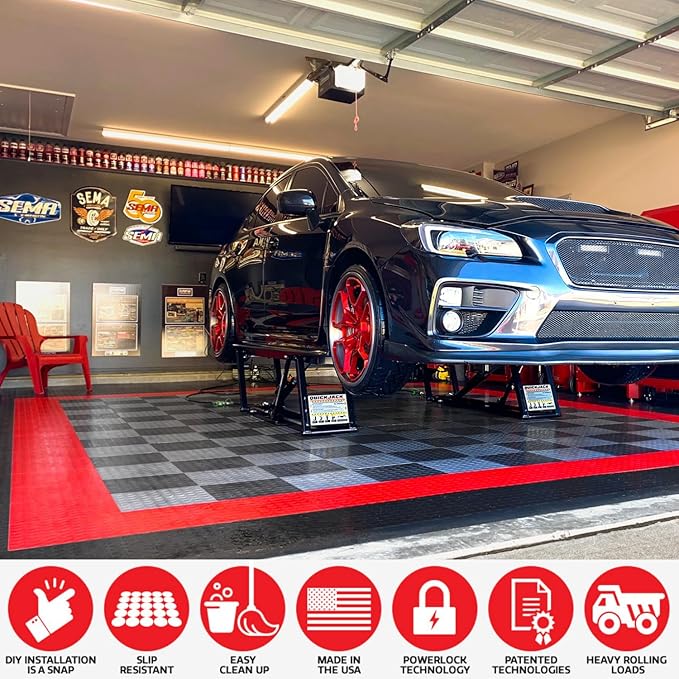 Big Floors RaceDeck CircleTrac, Interlocking Non-Slip Garage Flooring Tile (2...