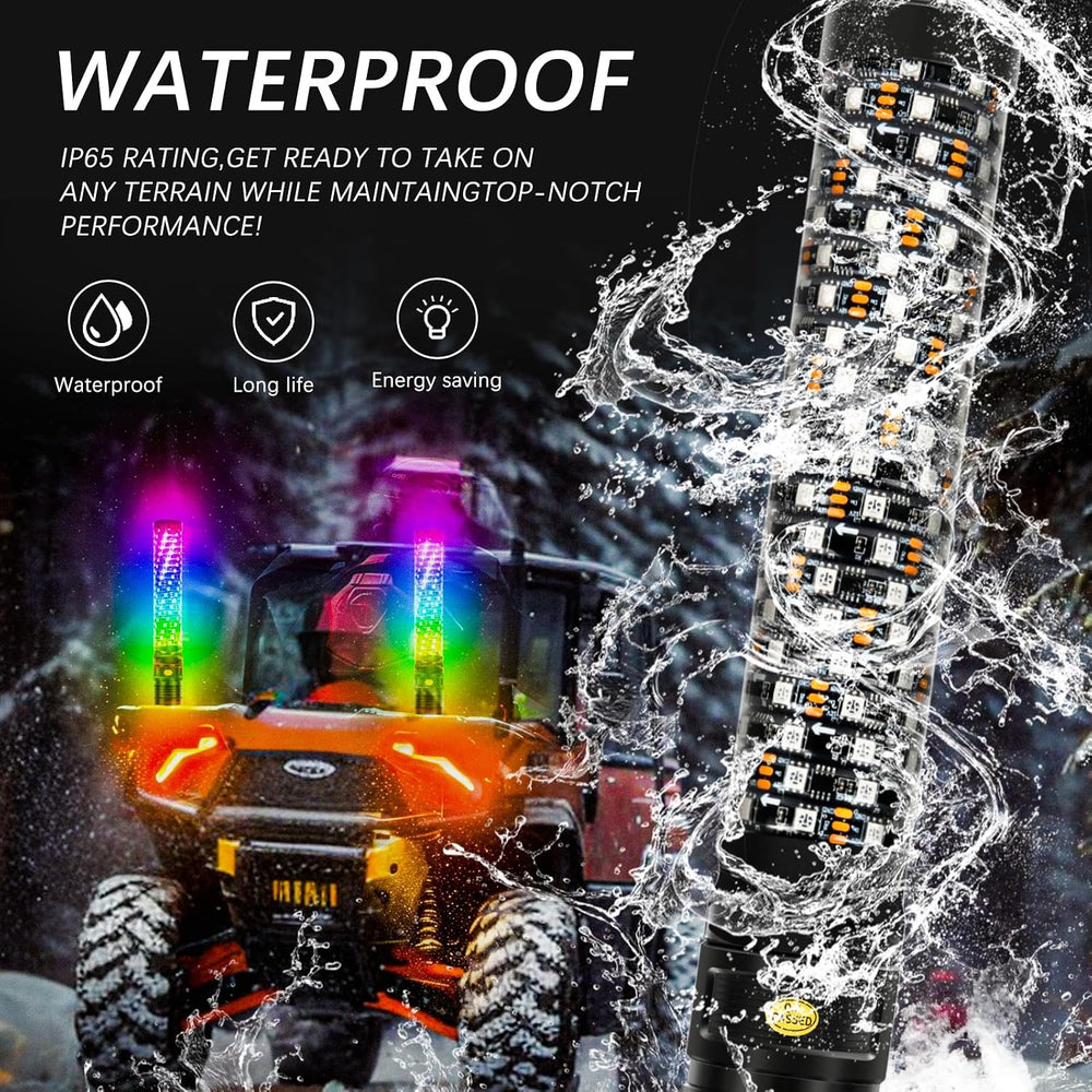 DREAMOTOR Whip Lights, 2Pcs 1FT Fat Whip Lights for Side by Side with Wireles...
