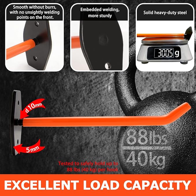 8 PCS Garage Hooks Heavy Duty Wall Mount, Tire Storage System