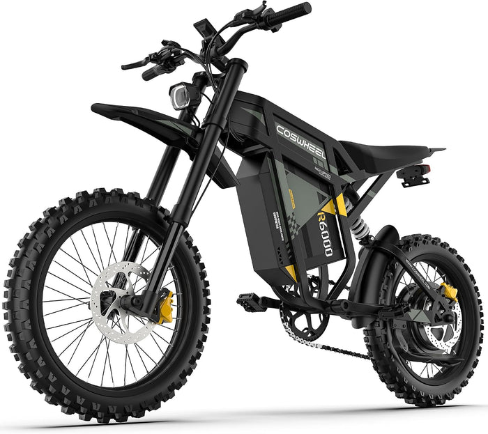 COSWHEEL Electric Dirt Bike for Adults, 7000/9000W Peak Motor Electric Motorcycle, 60/72V 30/40Ah Battery, Up to 55/60MPH Off Road Electric Bike, 17/19” Tires, Dual Suspension, Hydraulic Brakes