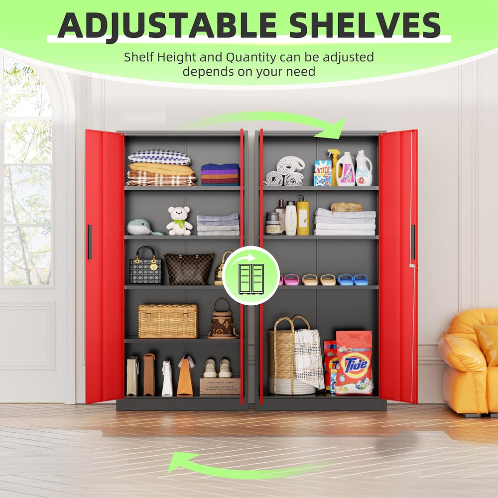 Bonusall 72" Metal Garage Storage Cabinet - 900lbs Heavy Duty Steel Cabi...