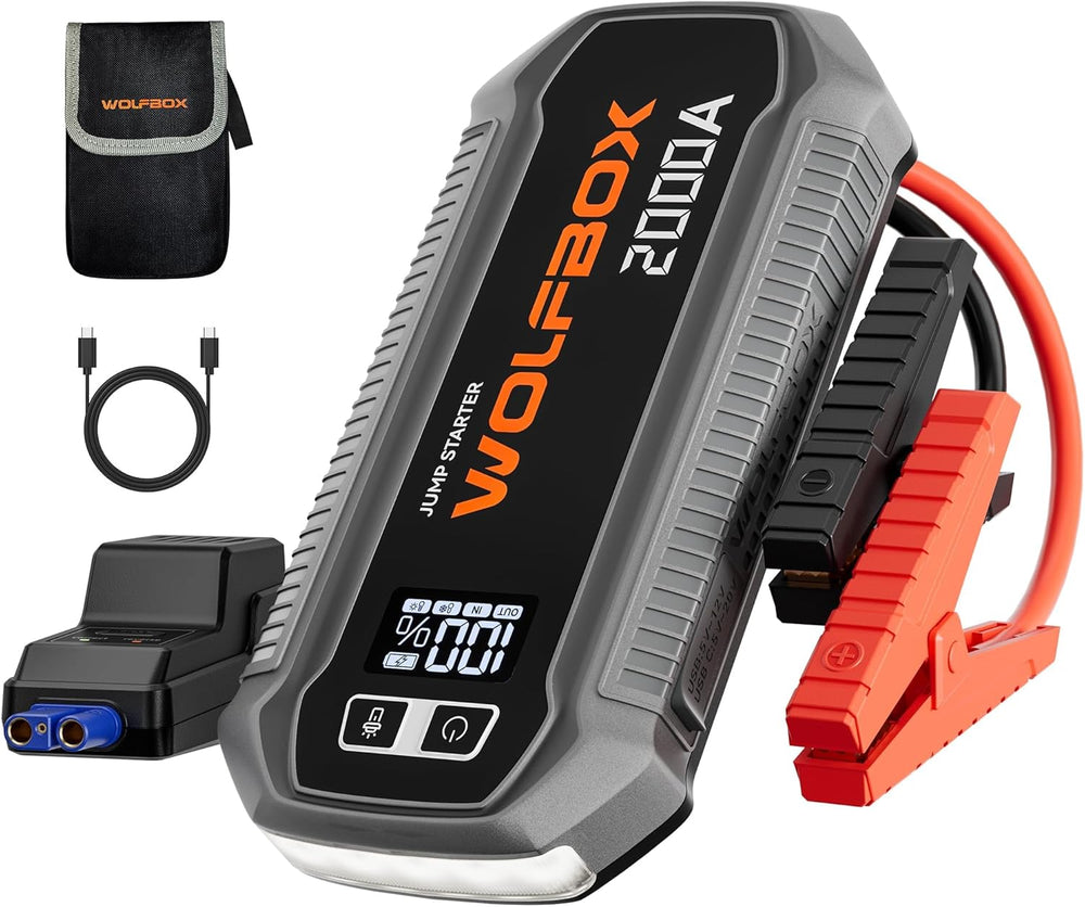 WOLFBOX 2000A Jump Starter, 12000mAh Battery Jumper Starter Portable