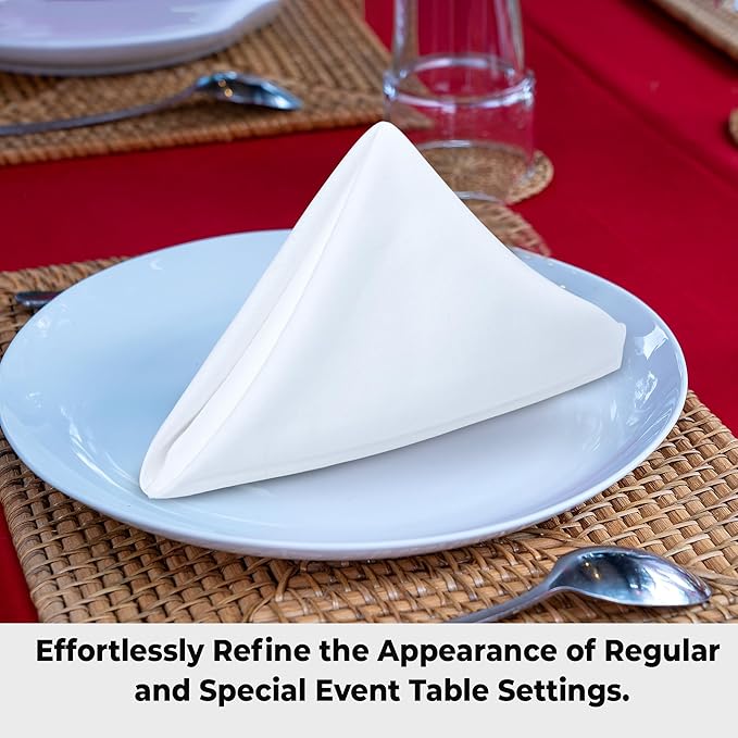 Urban Villa White Cloth Napkins Set of 12 100% Cotton Dinner Napkins Cloths W...