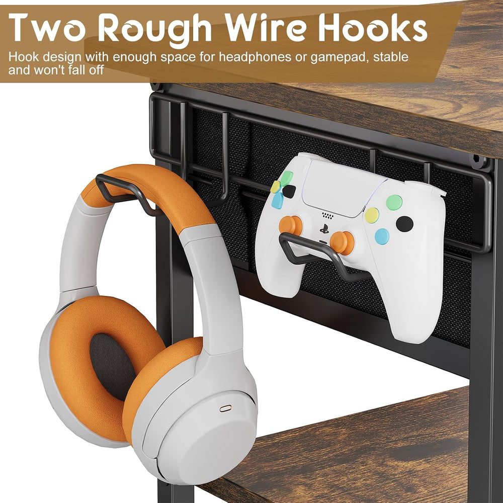 Hongtamoya 4-Tier AV Media Stand with Drawer, Gaming Console Shelf