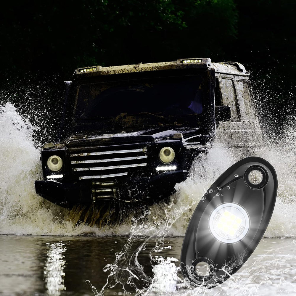 Macarrie 12 Pods Rock LED Lights Waterproof Neon Underglow Trail Rig Lamp Lig...