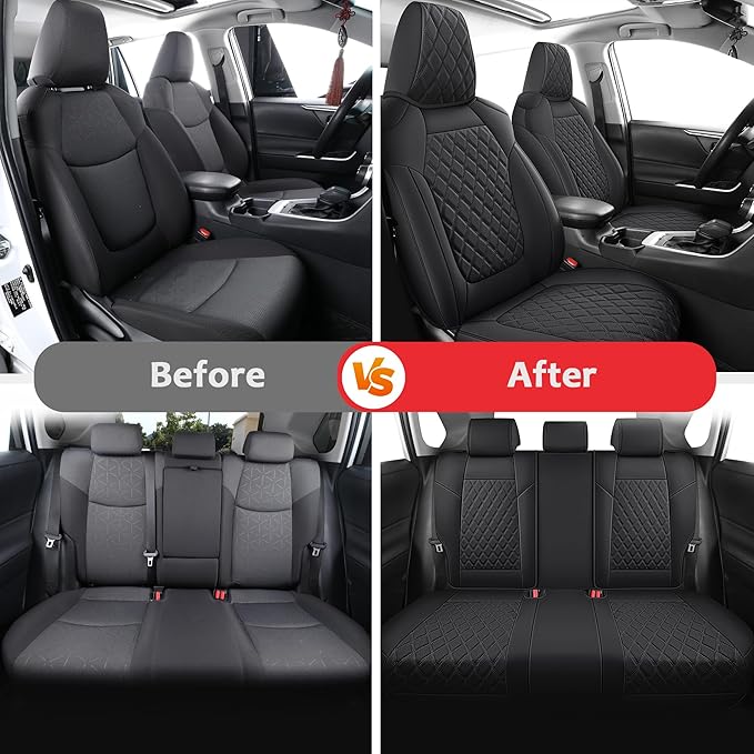 MIROZO Seat Covers for rav4, Waterproof Car Seat Covers Faux Leather Seat Cover