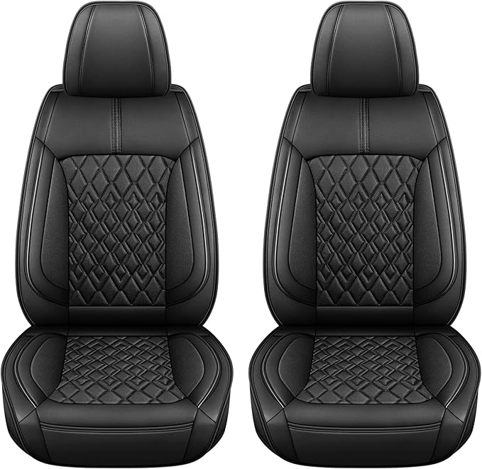 Pariitadin Leather Car Seat Covers Front Pair, Waterproof Breathable Faux