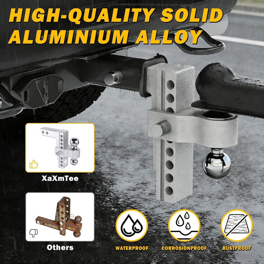 Aluminum Adjustable Trailer Hitch for 2-Inch Receiver 8 Inch Drop/Rise Hitch ...