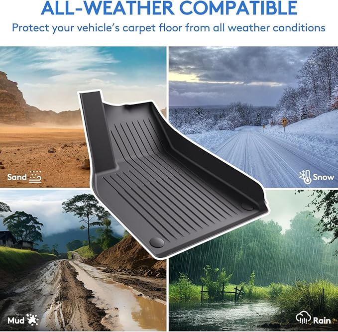 Floor Mats Fits for Tesla Model Y 5-Seat 2024-2020 (3-Piece)