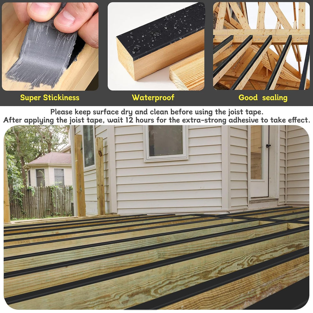Joist Tape for Decking 4'' X 50', 2 Rolls Waterproof Butyl Tape