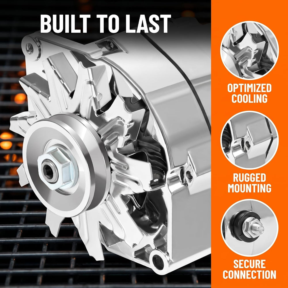 Car Alternator Chrome 1 Wire Self Exciting High Output 105Amp Replacement for...