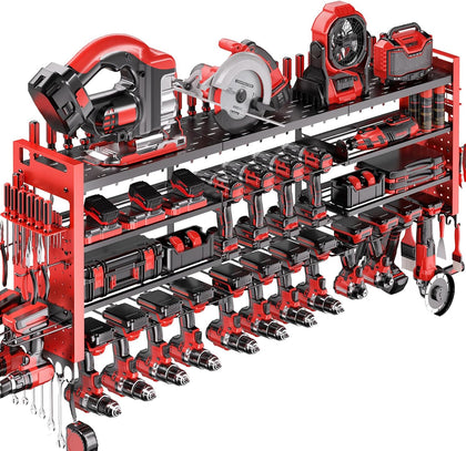 49.8" Power Tool Organizer Wall Mount,Holds 18 Cordless Drills