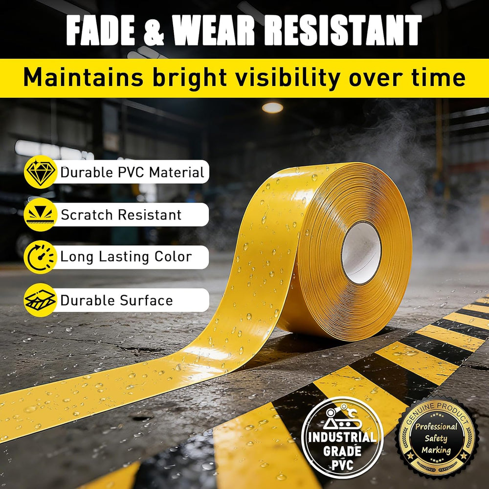 Floor Marking Tape, 1.1mm Extra Thick, Yellow, 2 Inch x 100FT