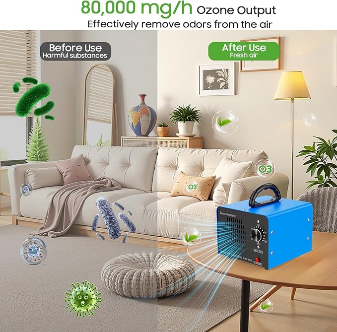 Ozone Generator Machine 80, High Capacity Ozone Odor Eliminator Removal Air