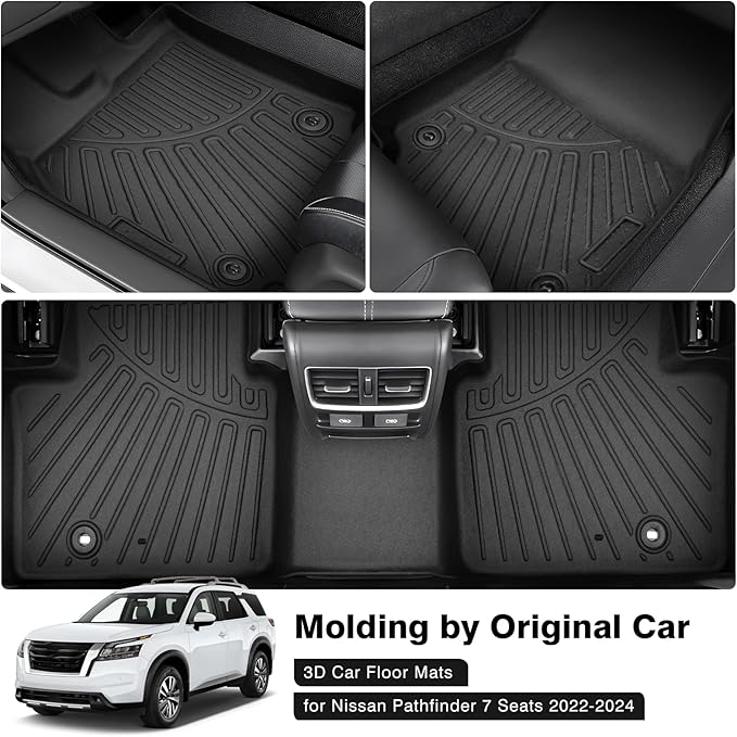 Powerty Floor Mats for 2023-2025 Nissan Pathfinder 7 Seats Accessories All