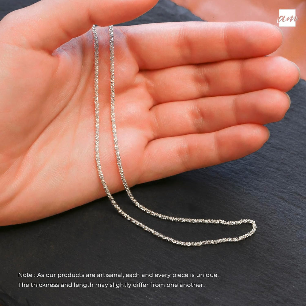 Amberta Italian 925 Sterling Silver Diamond Chain for Women - 1.7 mm Snow/Roc...