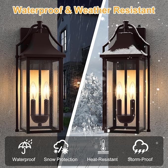 Outdoor Wall Sconce Fixtures, Dusk to Dawn Patio Lights Waterproof