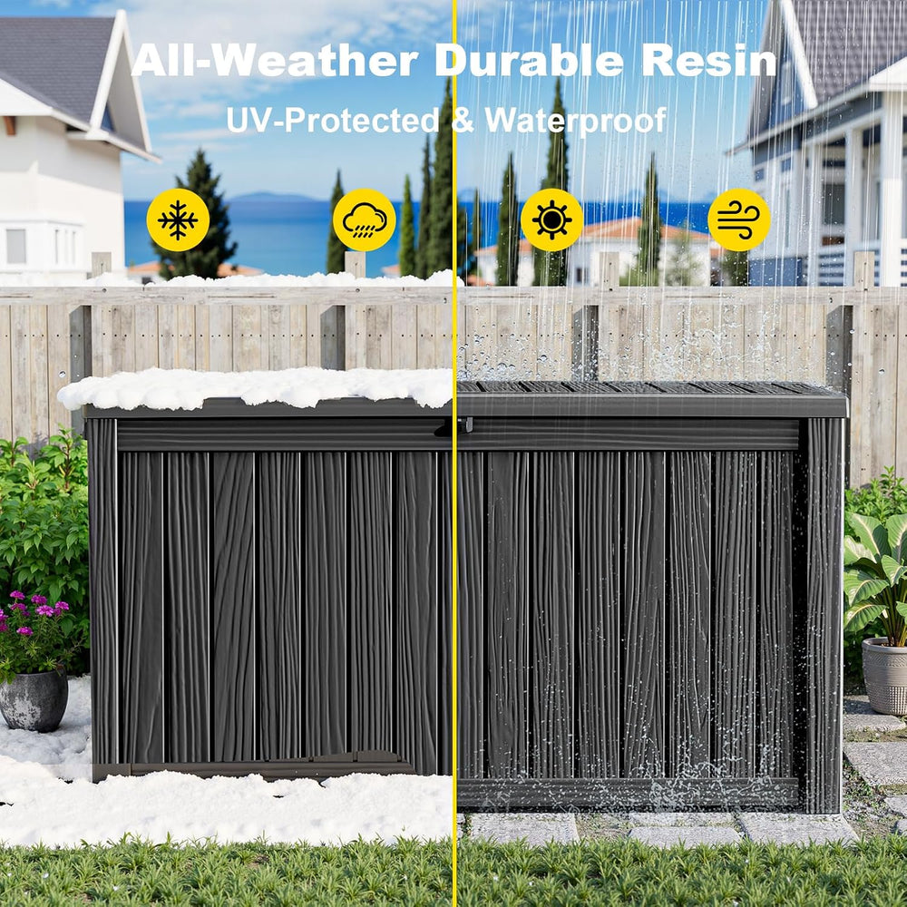 230 Gallon Outdoor Deck Box, Resin Waterproof Storage Box With Lockable Lid, ...