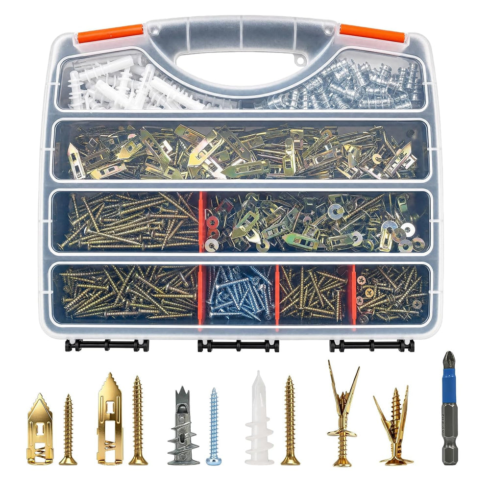 600 PCS Drywall Anchors and Screws Assortment Kit, Heavy Duty Plaster Wall Ex...