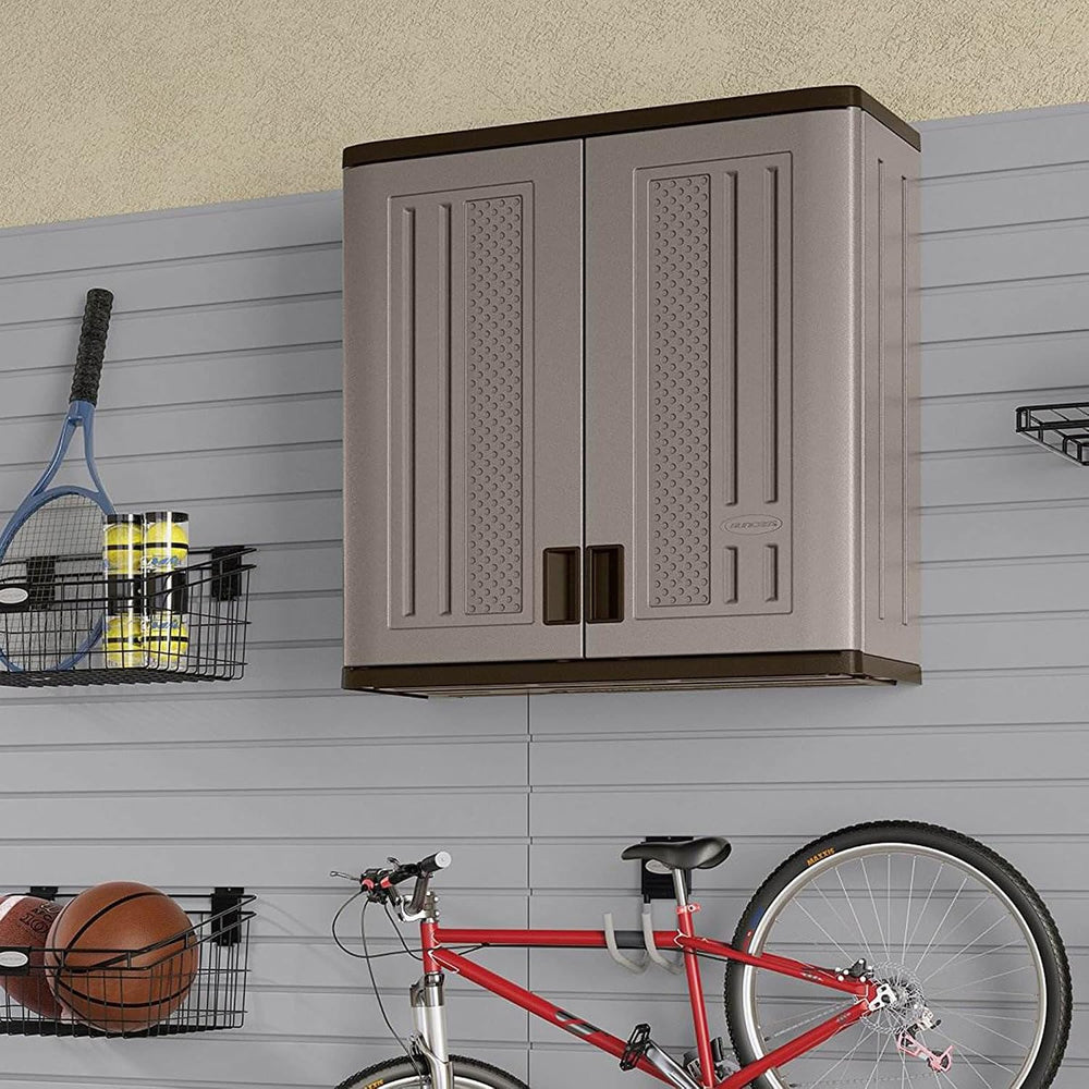 Suncast 4 Cu. Ft Wall Mounted Garage Cabinet Storage with Shelf, Platinum
