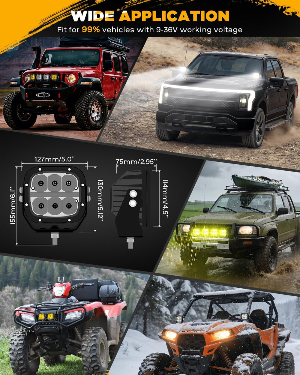 Auxbeam XP-Ultra Series 5 Inch LED Offroad Lights Amber White LED Pods